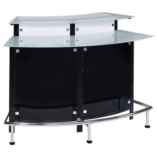 Keystone - Curved Glass Top Home Bar Wine Cabinet - Black