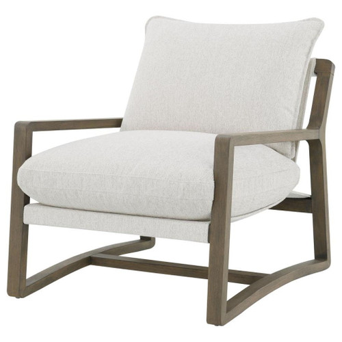 Geneva - Boucle Upholstered Wood Arm Accent Chair - Sand