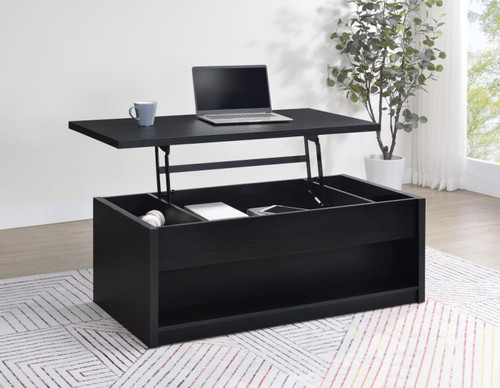 Knapp - Lift Top Cocktail Coffee Table With Dual Drawers - Black