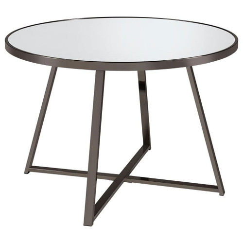 Jillian - 5 Piece Round Mirror Top Dining Set - Black Nickel