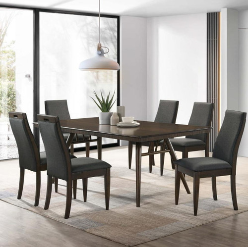 Wes - 5 Piece Rectangular Dining Table Set - Dark Walnut