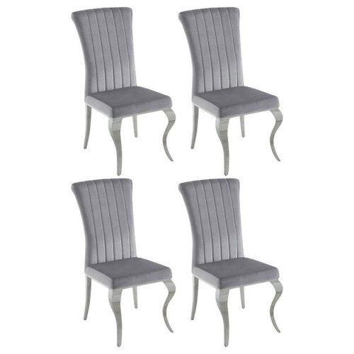 Betty - Velvet Upholstered Dining Side Chair (Set of 4) - Gray And Chrome