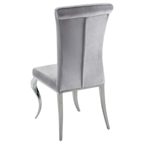 Betty - Velvet Upholstered Dining Side Chair (Set of 4) - Gray And Chrome