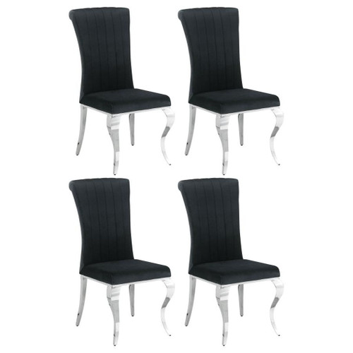 Betty - Velvet Upholstered Dining Side Chair (Set of 4) - Black And Chrome