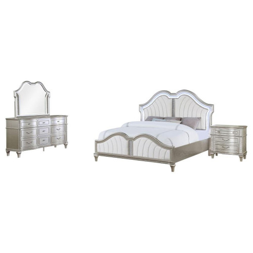 Evangeline - 4 Piece King Bedroom Set - Silver Oak
