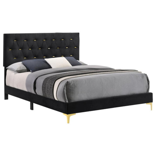 Kendall - Upholstered California King Panel Bed - Black