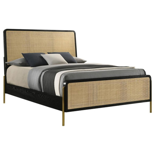 Arini - Rattan Eastern King Panel Bed - Black And Natural