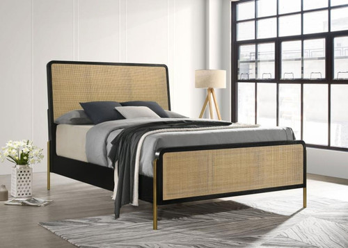 Arini - Rattan California King Panel Bed - Black And Natural
