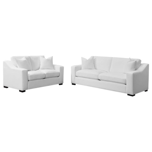 Ashlyn - 2 Piece Upholstered Sloped Arm Sofa Set - White