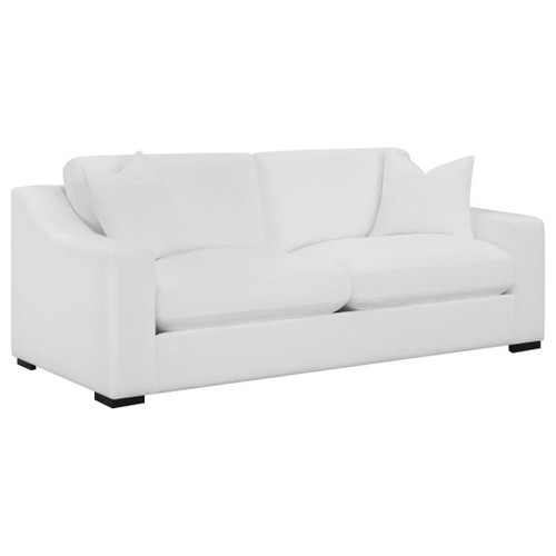 Ashlyn - 2 Piece Upholstered Sloped Arm Sofa Set - White