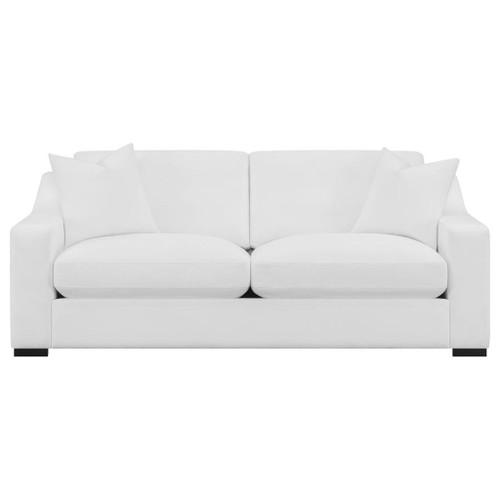 Ashlyn - 3 Piece Upholstered Sloped Arm Sofa Set - White