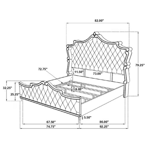 Antonella - Upholstered California King Panel Bed - Ivory