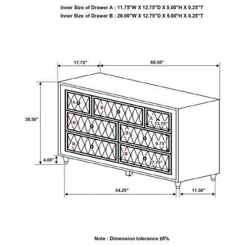 Antonella - 7-Drawer Upholstered Dresser - Ivory And Camel