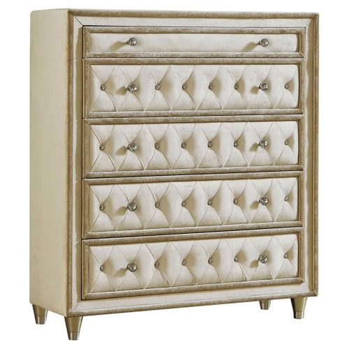 Antonella - 5-Drawer Bedroom Chest - Ivory And Camel