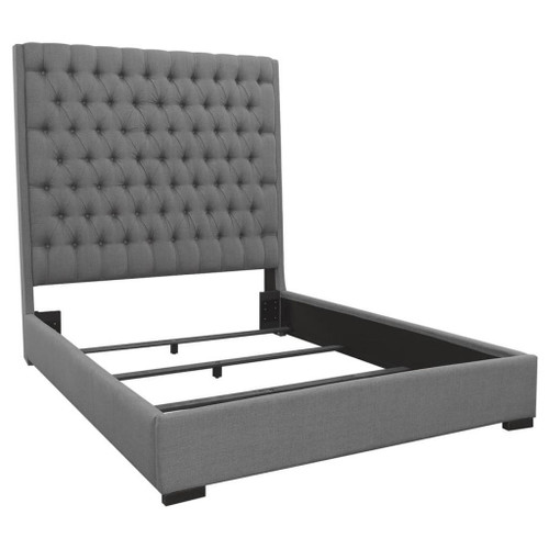 Camille - Upholstered Queen Panel Bed - Gray