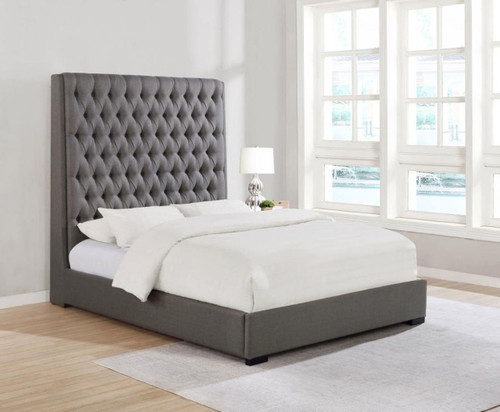 Camille - Upholstered California King Panel Bed - Gray