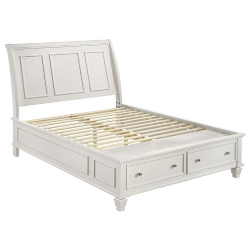 Sandy Beach - Wood Eastern King Storage Panel Bed - Cream White