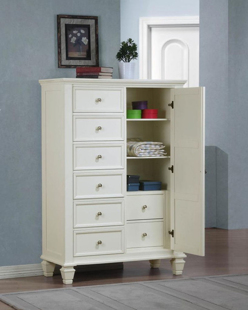 Sandy Beach - 8-Drawer Door Chest - Cream White
