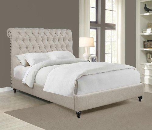 Devon - Upholstered California King Panel Bed - Beige