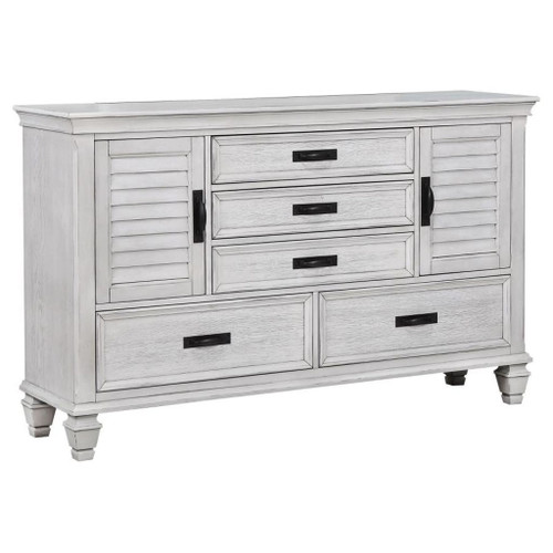Franco - 5-Drawer Dresser - Distressed White