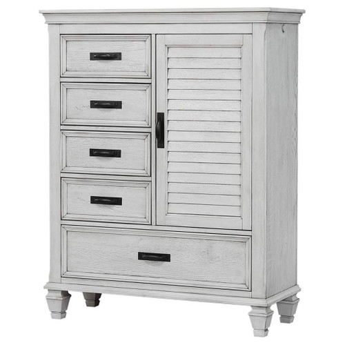 Franco - 5-Drawer Door Chest - Distressed White