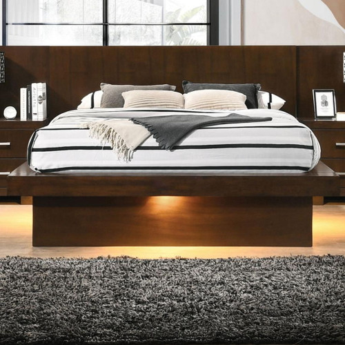 Jessica - Queen Platform Bed With Rail Seating - Cappuccino