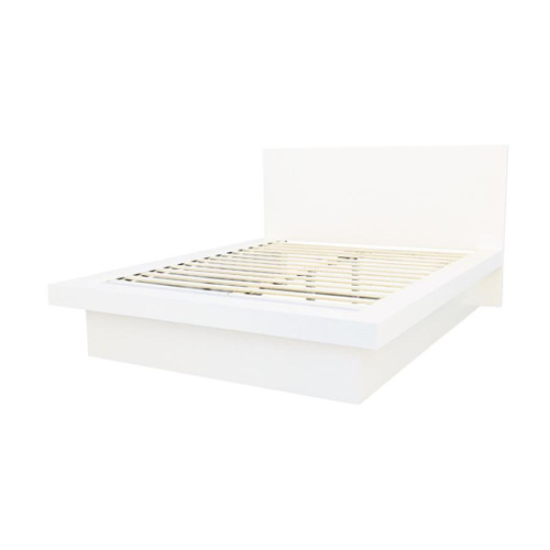 Jessica - Queen Platform Bed With Rail Seating - White