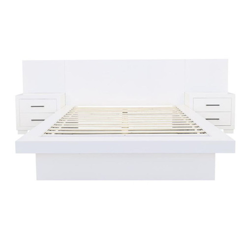Jessica - Eastern King Platform Bed With Rail Seating - White