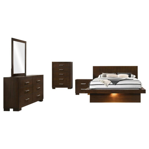 Jessica - 5 Piece King LED Bedroom Set - Cappuccino