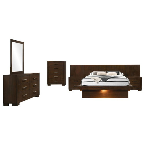 Jessica - 6 Piece Queen LED Bedroom Set - Cappuccino