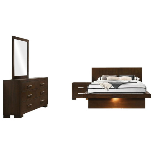 Jessica - 4 Piece Queen LED Bedroom Set - Cappuccino