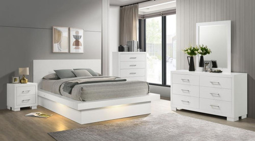Jessica - 5 Piece LED Queen Bedroom Set - Cream White