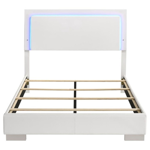 Felicity - Wood Full LED Panel Bed - White High Gloss