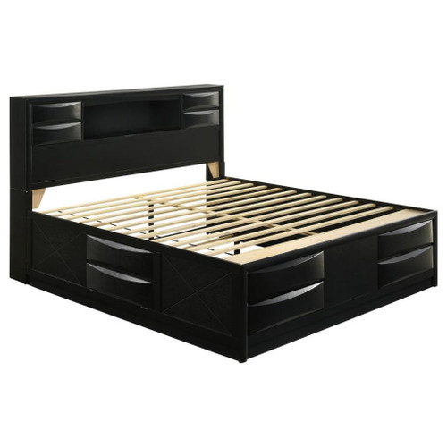 Briana - Wood Eastern King Storage Bookcase Bed - Black