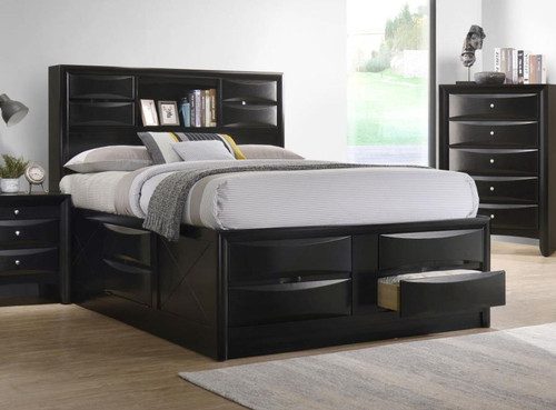 Briana - Wood Queen Storage Bookcase Bed - Black