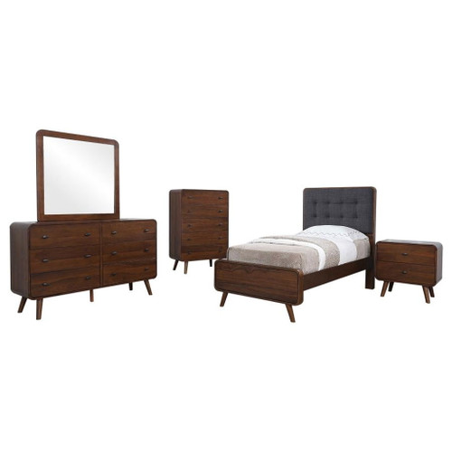Robyn - 5 Piece Twin Bedroom Set - Dark Walnut