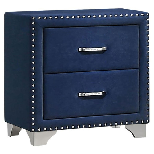 Melody - Upholstered 2-Drawer Nightstand - Pacific Blue