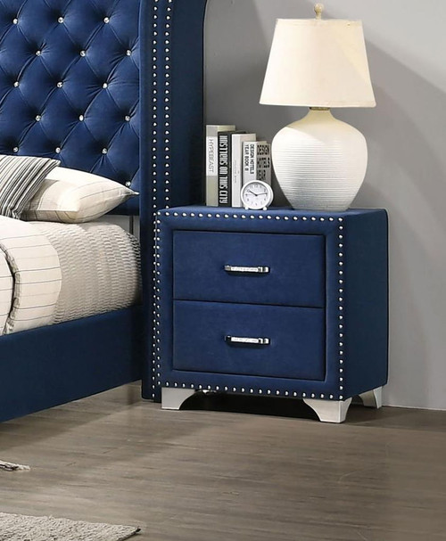 Melody - Upholstered 2-Drawer Nightstand - Pacific Blue
