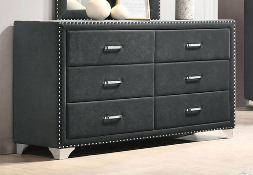 Melody - 6-Drawer Upholstered Dresser - Gray
