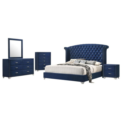 Melody - 5 Piece California King Bedroom Set - Pacific Blue