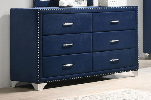 Melody - 6-Drawer Upholstered Dresser - Pacific Blue