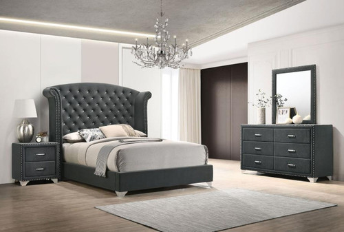 Melody - 4 Piece Eastern King Bedroom Set - Gray