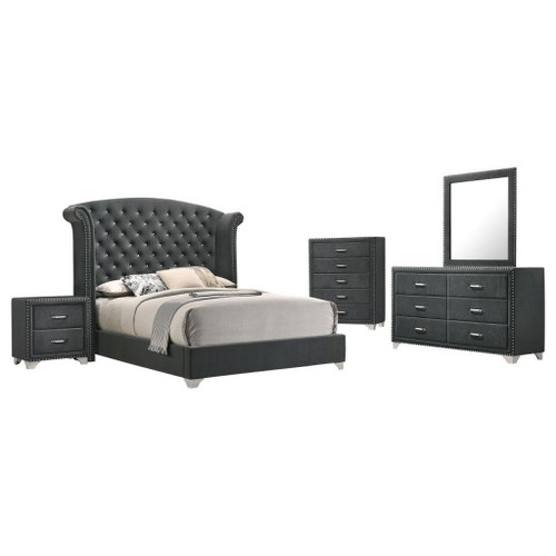 Melody - 5 Piece Queen Bedroom Set - Gray