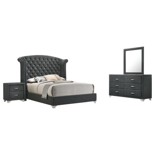 Melody - 4 Piece California King Bedroom Set - Gray
