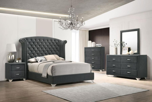 Melody - 5 Piece Eastern King Bedroom Set - Gray