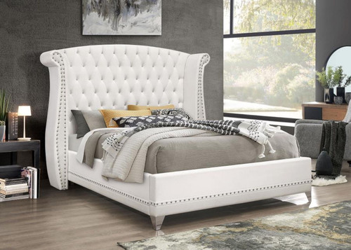 Barzini - Upholstered California King Wingback Bed - White