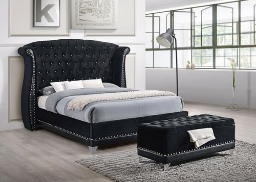 Barzini - Upholstered Queen Wingback Bed - Black