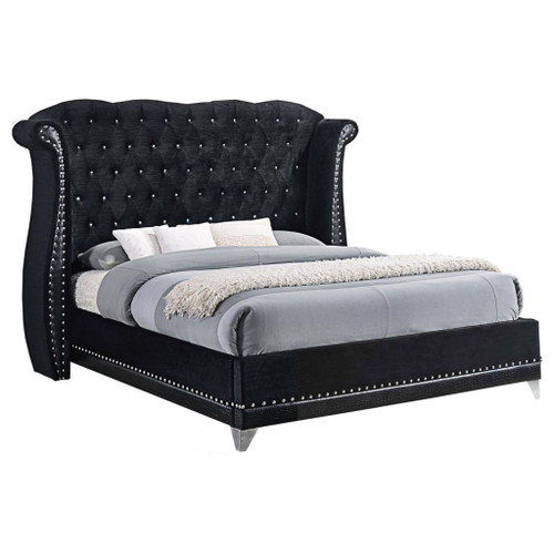 Barzini - Upholstered Eastern King Wingback Bed - Black