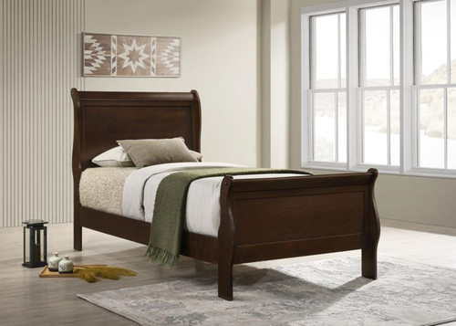 Louis Philippe - Wood Twin Sleigh Bed - Cappuccino