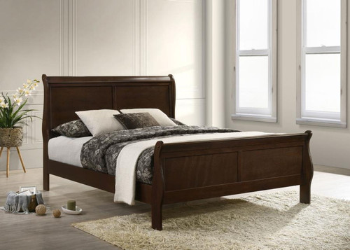 Louis Philippe - Wood Full Sleigh Bed - Cappuccino